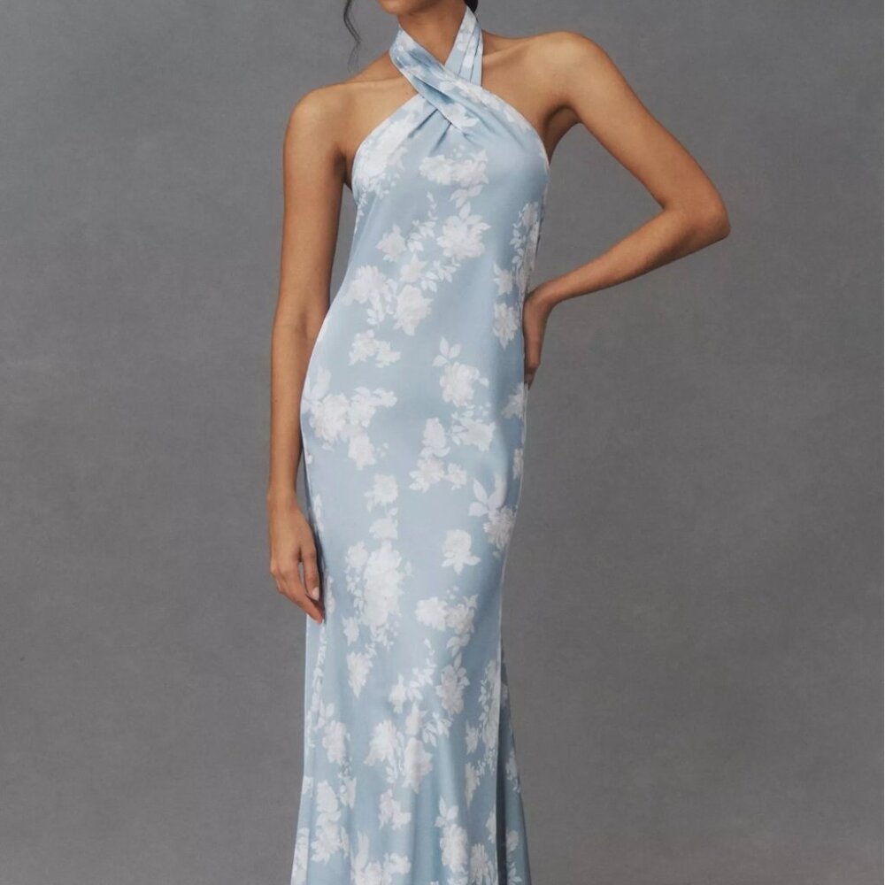 BHLDN Ruby Twist Halter Satin Gown